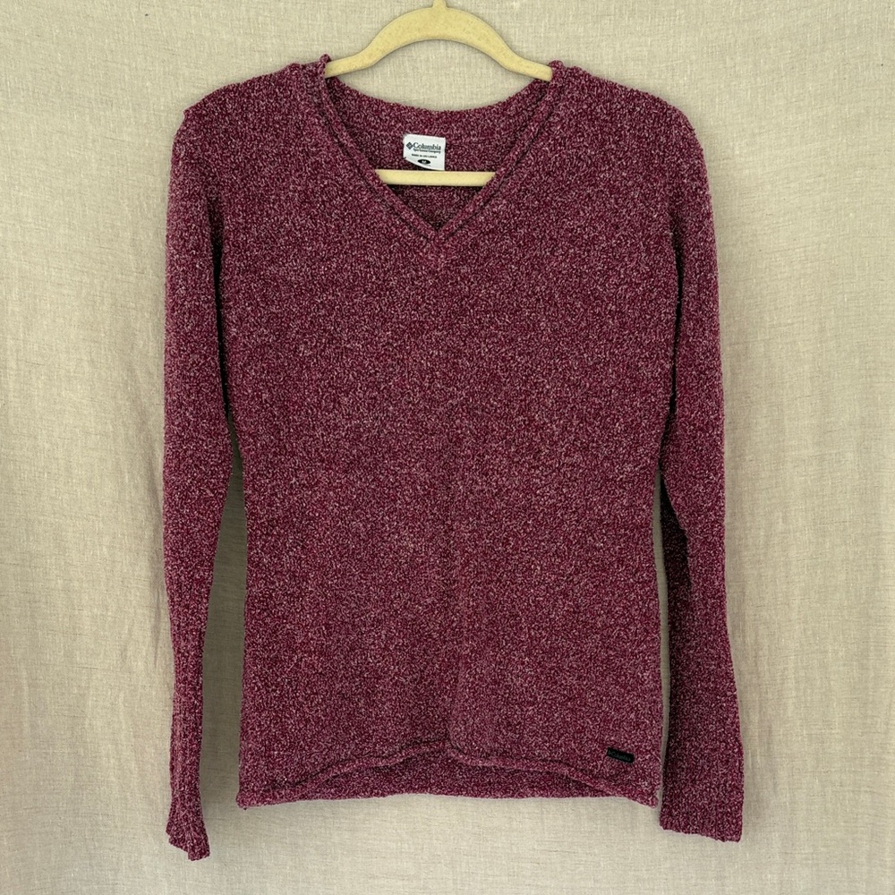 Columbia Women's V-Neck Chenille-Style Sweater in Wine